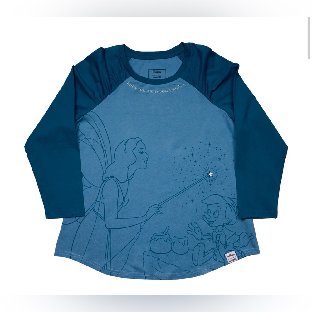 NWT Loungefly Disney’s Pinocchio Blue Fairy raglan top size 3X